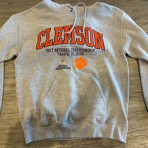 Clemson Gray Hoodie with Orange Accents